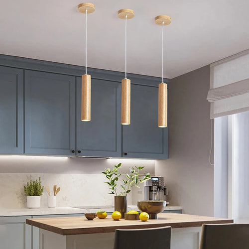 suspension modernes en bois avec éclairage led intérieur - vue 3 sur 8