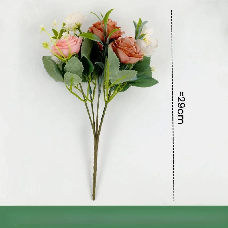 bouquet de roses artificielles en soie pour décoration intérieure