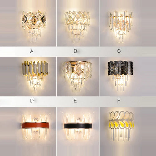 applique murale led moderne en cristal doré à intensité variable - vue 6 sur 18