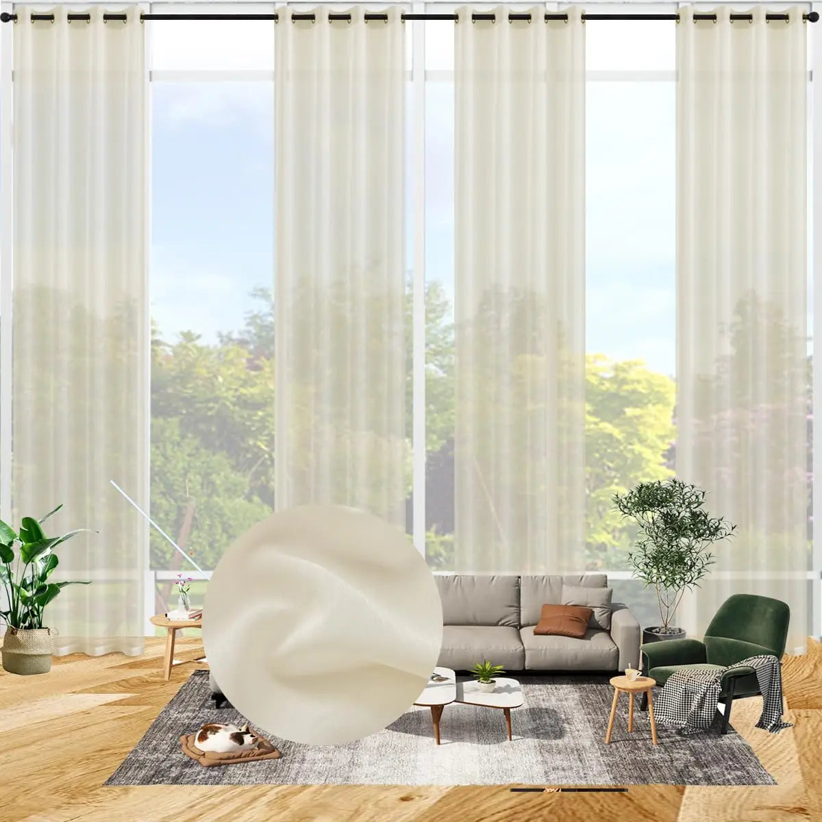 Voilage rideau faux lin sur mesure extra long - vue 2 sur 10