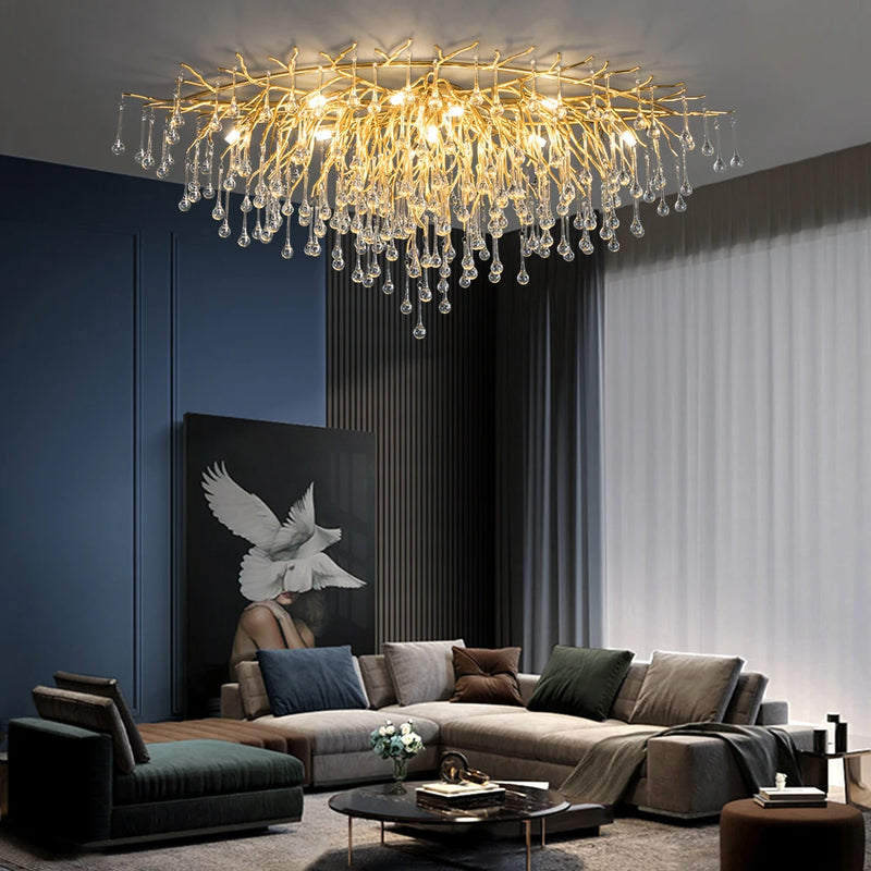 lustre nordique à led en cristal pour un éclairage élégant