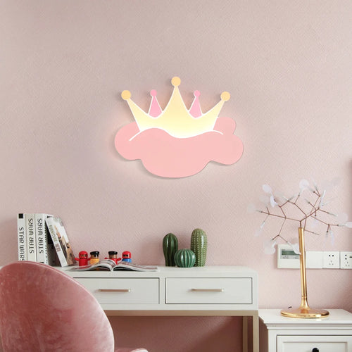 Applique murale couronne rose avec télécommande