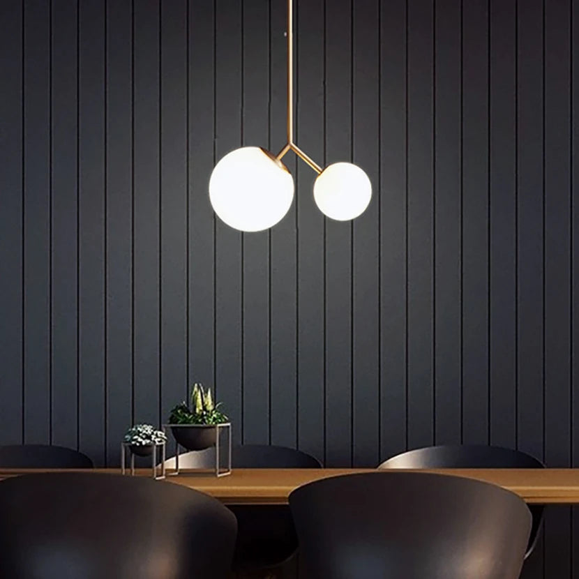 lustre moderne simple sandyha avec 2 boules led - vue 4 sur 8