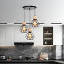 suspension vintage en bois luminaire led suspendu