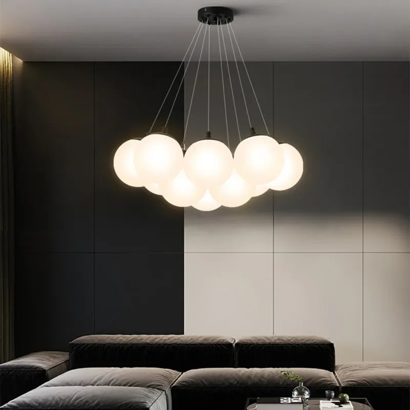 lustre moderne en verre avec led pour décoration intérieure - vue 5 sur 8