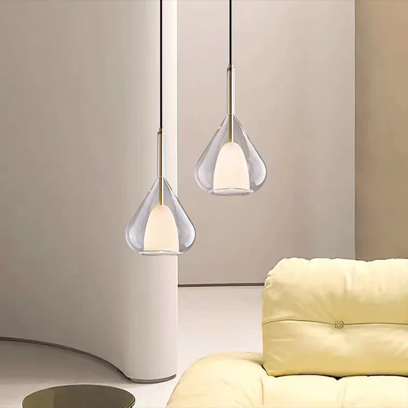 Suspension en verre lustre Led moderne lampe pendante de luxe cuisine salon chambre à côté de la lampe lustre en cristal