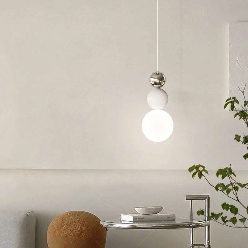 suspension nordique en verre blanc fil réglable luminaire décoratif - vue 3 sur 7