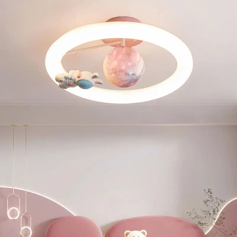 plafonnier créatif lapin espace lumière pour étudiants