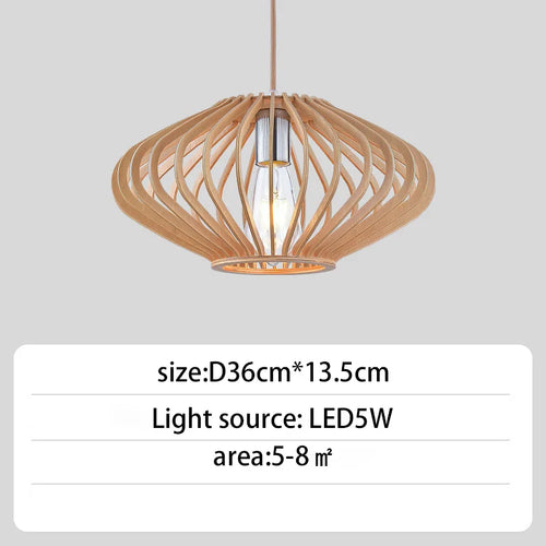 suspension luminaire rétro en bois pour îlot cuisine - vue 10 sur 9