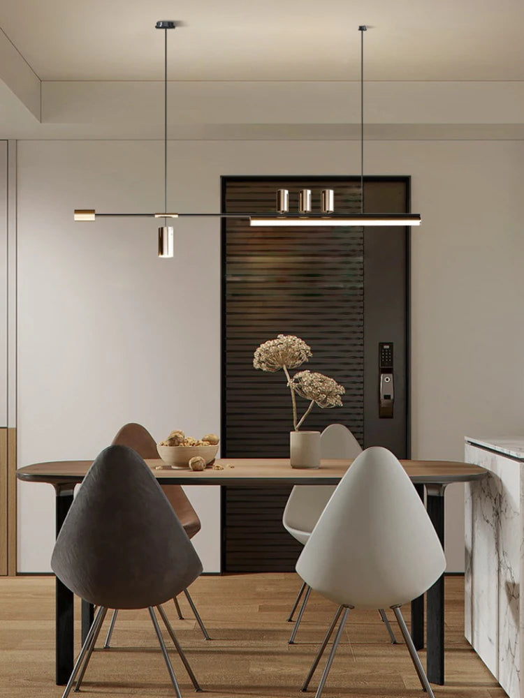 2024 Modern minimalist dining room chandelier high level slotted bar counter kitchen interior decorative lighting - vue 7 sur 11
