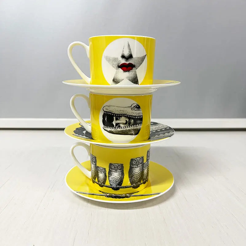 Tasse porcelaine fine visage italien design artistique bureau
