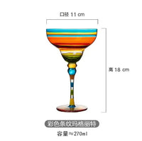 Verre cocktail margarita peint flamant motif rayures
