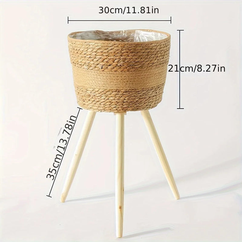 pot en bois tressé pour fleurs et rangement décoratif intérieur