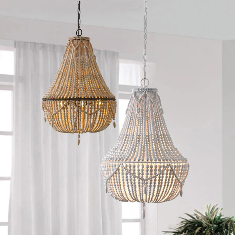 Suspension style bohème fait à la main en bois massif