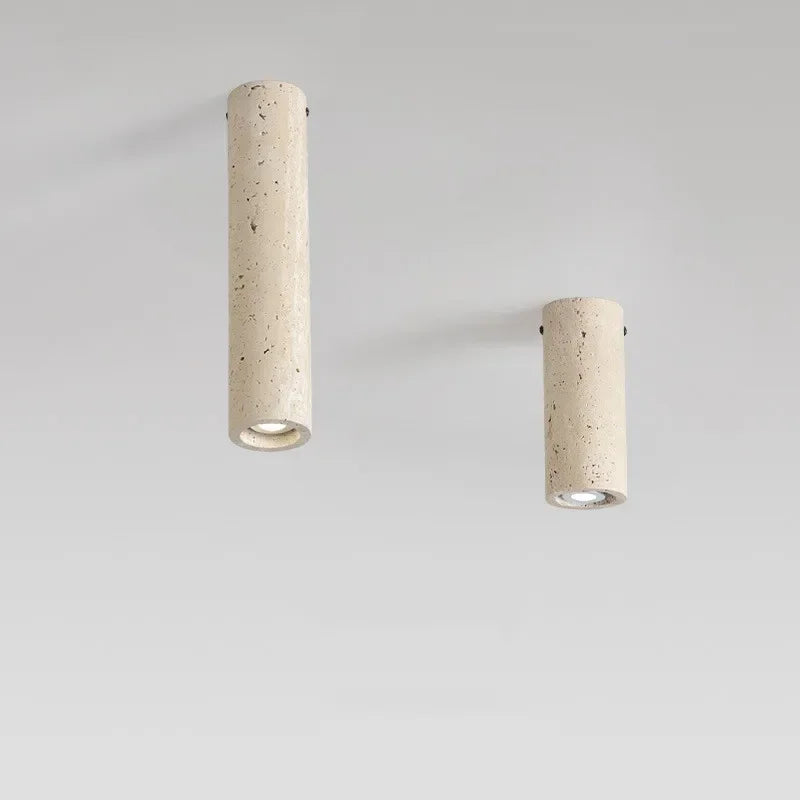 plafonnier cylindrique en travertin jaune clair à montage surface - vue 5 sur 8