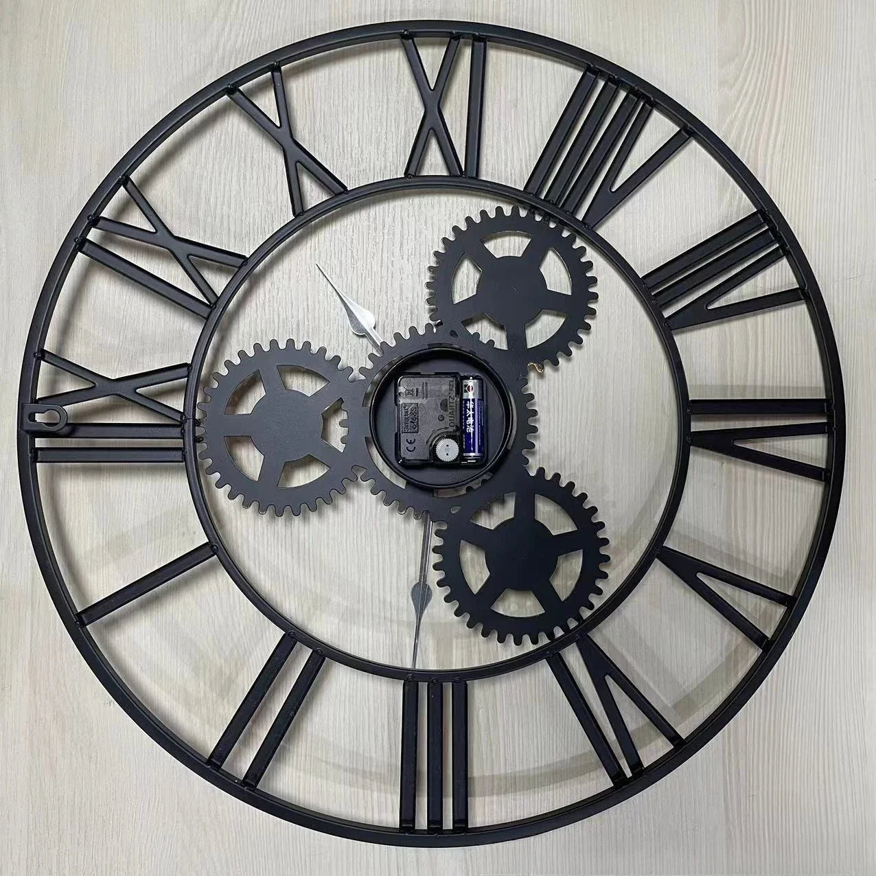 horloge murale rétro en métal avec grand engrenage décoratif - vue 5 sur 6