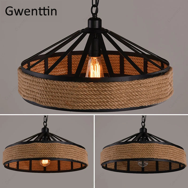 suspension rétro en corde de chanvre pour décoration intérieure - vue 4 sur 7