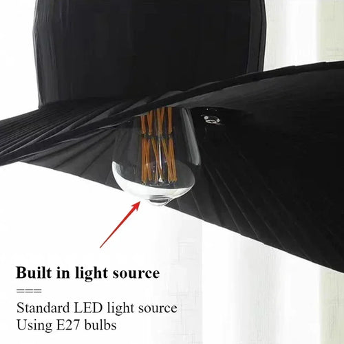 lustre en chapeau de paille nordique pour décoration intérieure - vue 5 sur 8