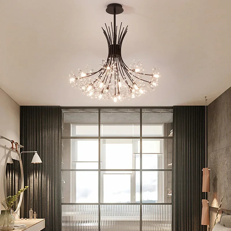 Nordic Creative Dandelion Romantic Crystal Chandelier Dining Room Bedroom Living Room Clothing Coffee Shop Luxury LED Chandelier