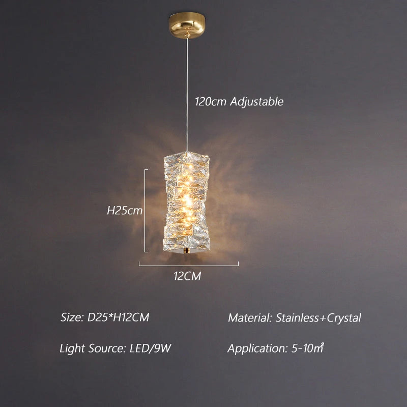 suspension nordique moderne en acier inoxydable et cristal décoratif - vue 8 sur 18