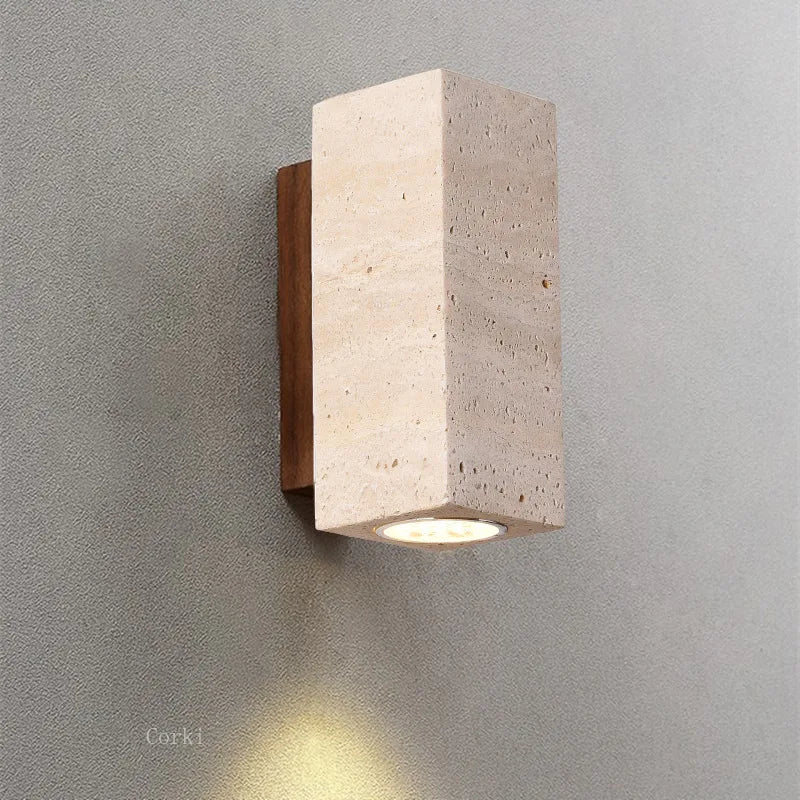 applique murale led wabi sabi en travertin décoratif d'intérieur