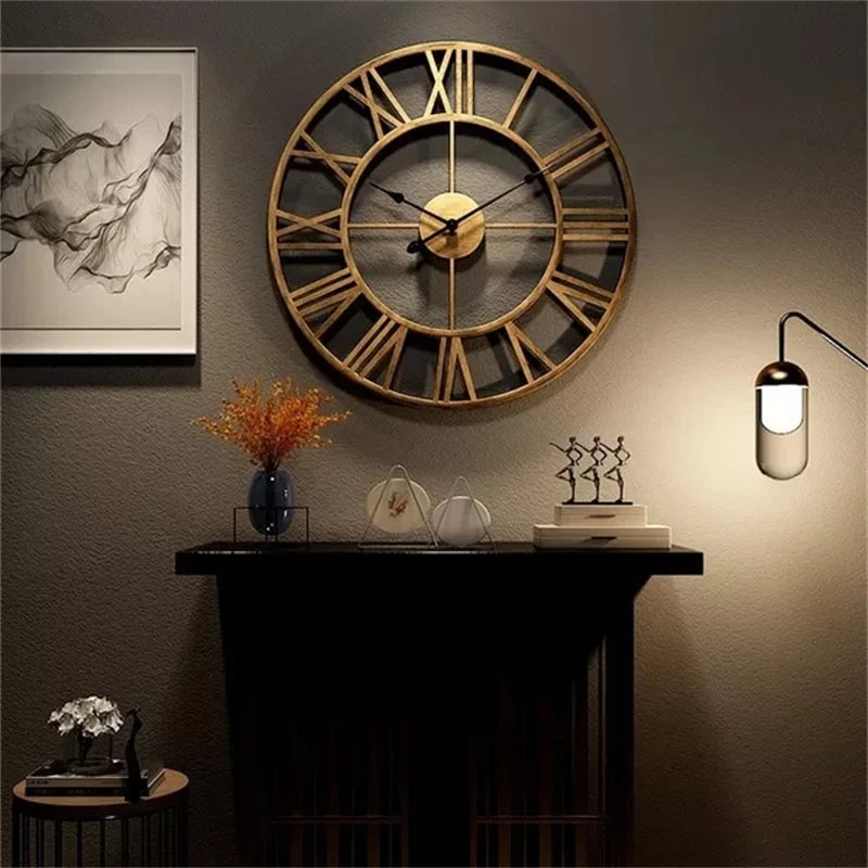 horloge murale 3D rétro en métal style nordique silencieuse et précise - vue 4 sur 8