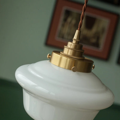 suspension led en verre avec prise en cuivre nordique moderne - vue 5 sur 28