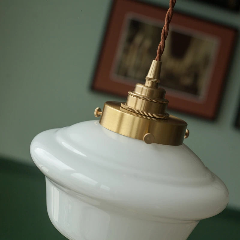 suspension led en verre avec prise en cuivre nordique moderne - vue 4 sur 28