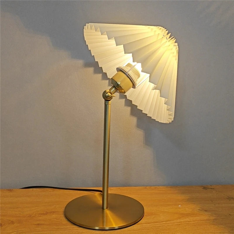 lampadaire rétro avec abat-jour plissé éclairage décoratif polyvalent - vue 6 sur 9