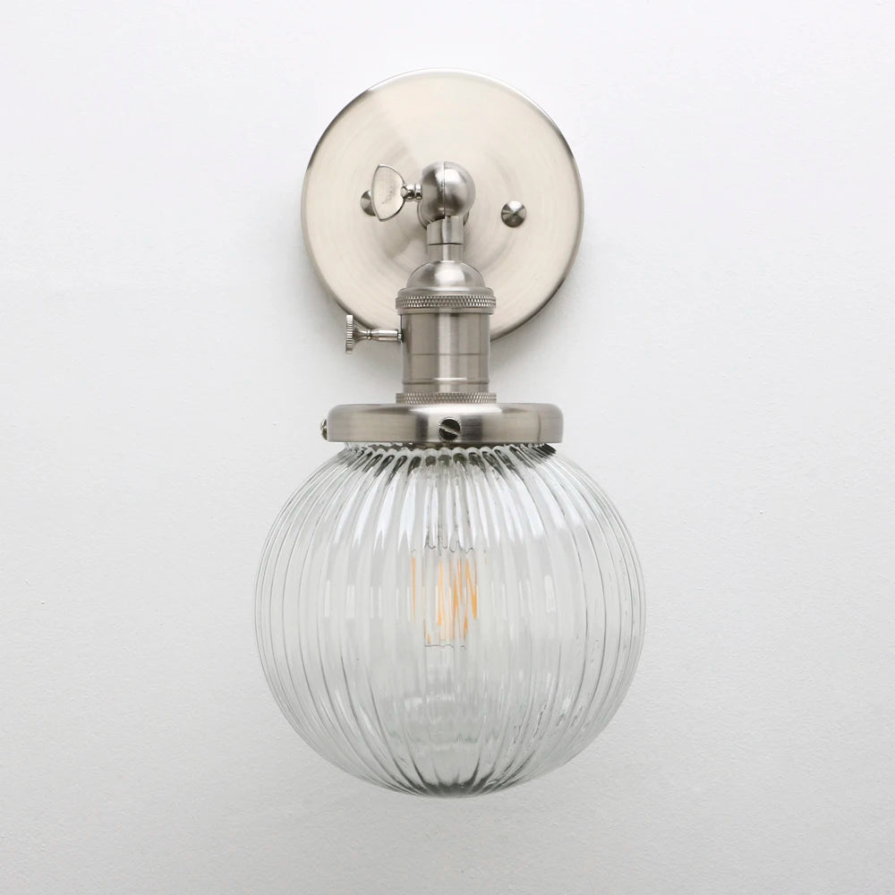 applique murale phansthy vintage industrielle avec abat-jour rond en verre - vue 7 sur 10