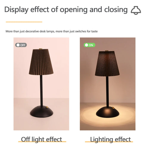 LED Nordic pleated desk lamp charging touch adjustable night light, bedroom sleep light, bar coffee shop decorative light - vue 6 sur 9