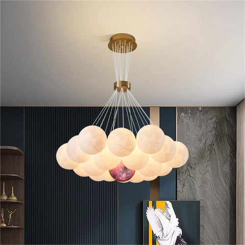 lustre nordique planète lune design bulle led décoration maison