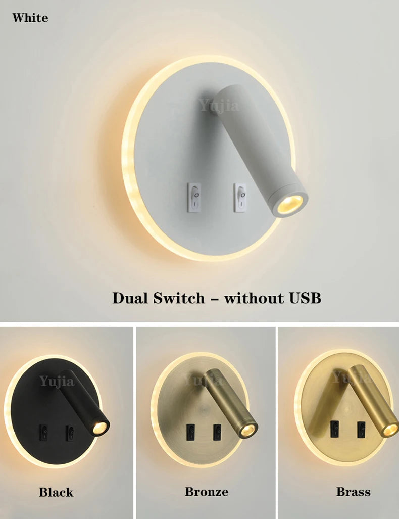 applique murale moderne avec ports usb et lampes de lecture réglables - vue 4 sur 16