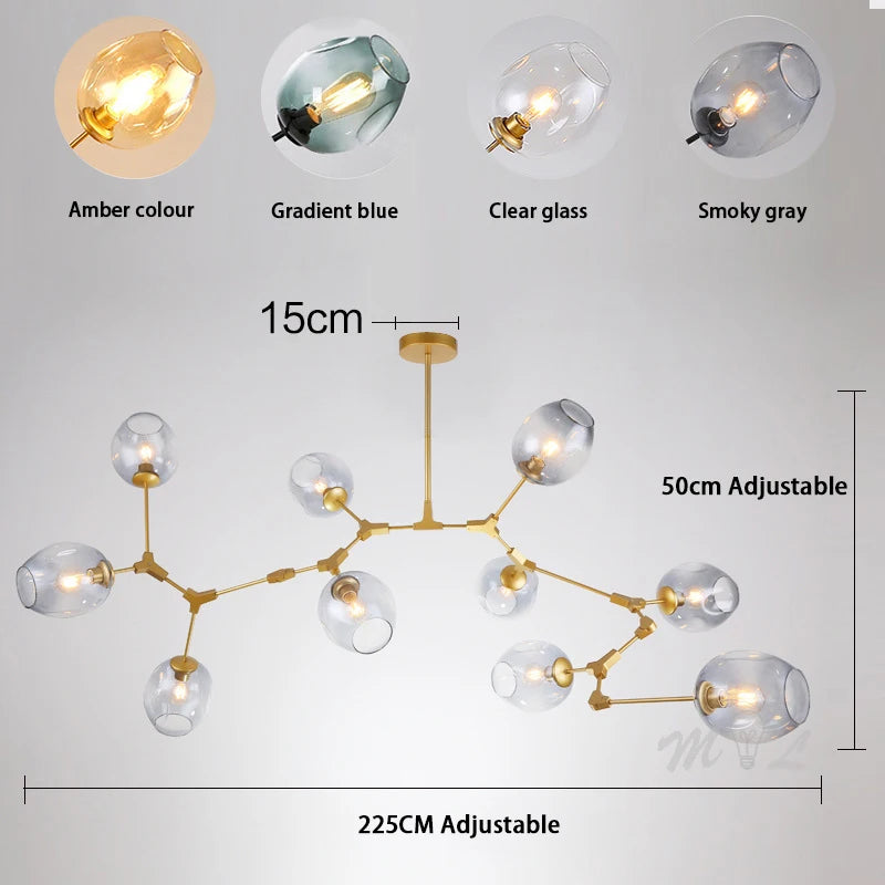 lustre à led moderne en verre à bulles design élégant pour intérieur - vue 6 sur 10