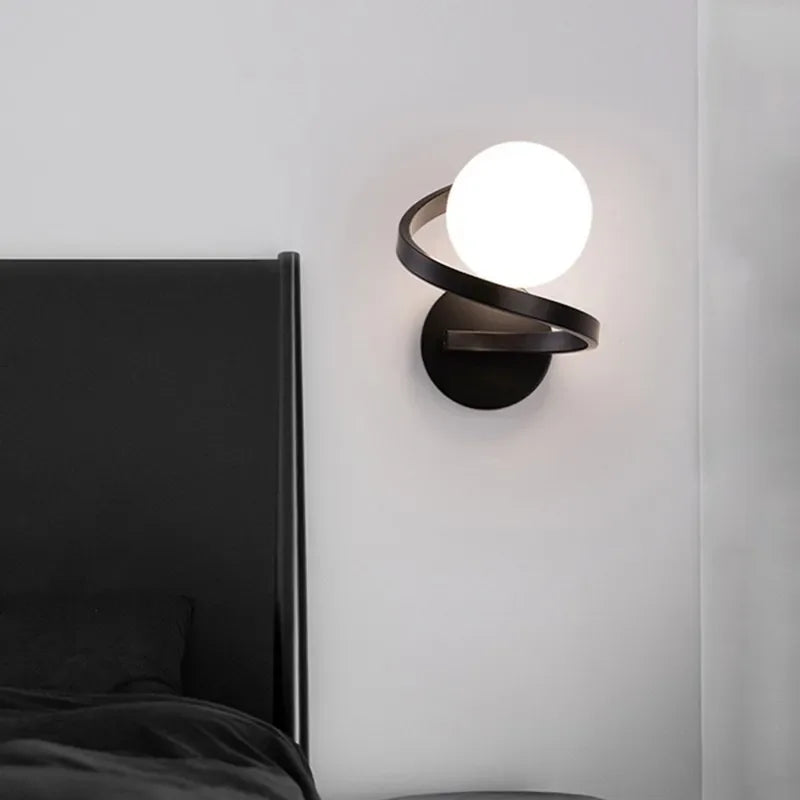 applique murale moderne verre spirale fer éclairage haut bas bar chevet salon décoration maison - vue 7 sur 16