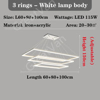 lustre led en aluminium fantaisie avec éclairage rectangulaire suspendu