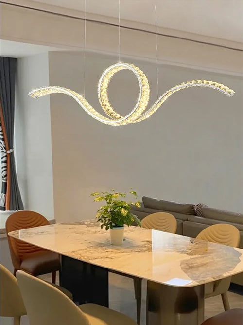 Luxury Restaurant LED Crystal Chandelier Modern High-end Design Gold/Silver Dimming Lamp Bar Kitchen Island Stair Pendant Lights - vue 3 sur 12