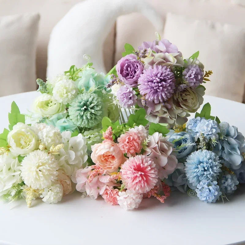 bouquet d'hortensias de pivoines artificielles pour décoration festive - vue 4 sur 11