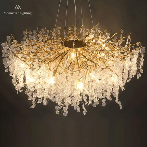lustre en cristal doré style européen décoration intérieure élégante - vue 2 sur 13