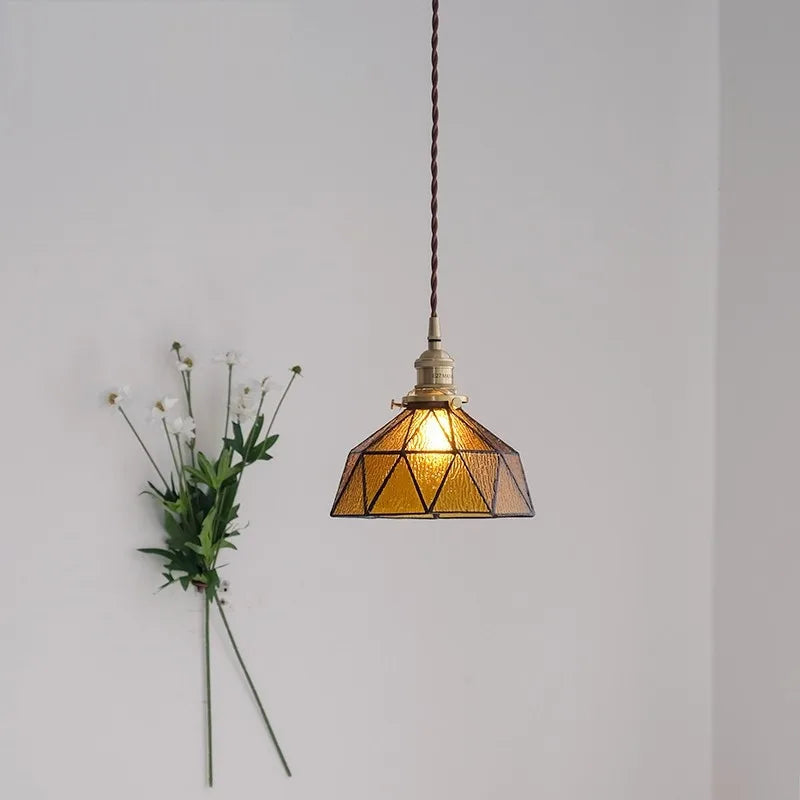 suspension design nordique vintage en laiton et verre - vue 4 sur 9