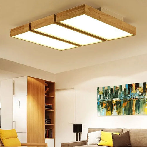 lampe de plafond led minimaliste moderne en bois carrée