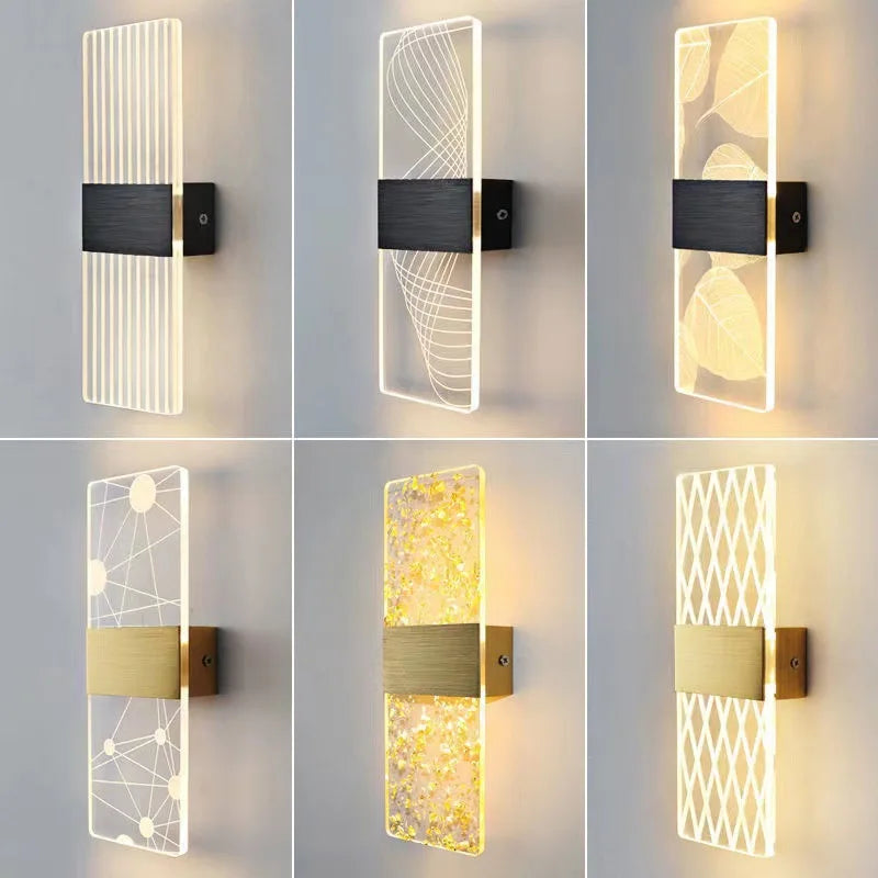 applique murale led nordique en acrylique doré brossé décoration intérieure - vue 3 sur 23