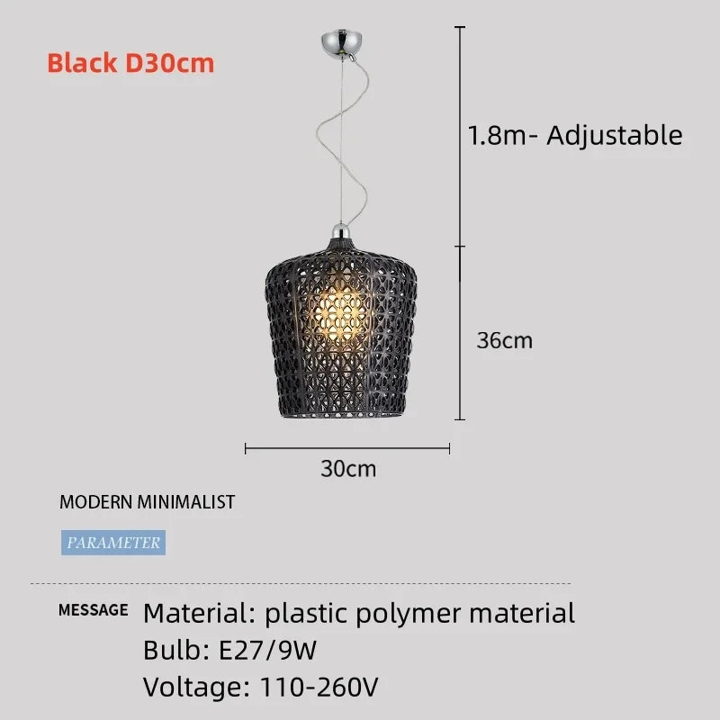 lustre italien moderne creux décoratif avec lumières led acryliques - vue 15 sur 16