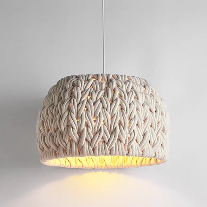 Nordic Hand-Woven Wabi Sabi Chandelier For Dining Room Study Loft LED Hanging Light Kitchen Island Cafe Bar Pendant Lamp Fixture - vue 5 sur 7