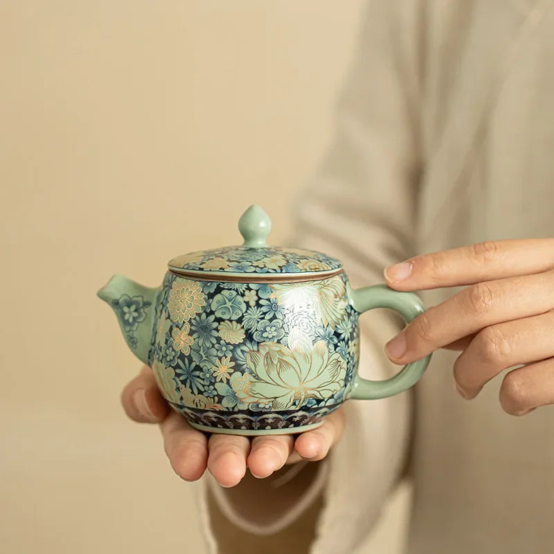 Théière ru kiln céramique pivoine style han kungfu - vue 3 sur 6