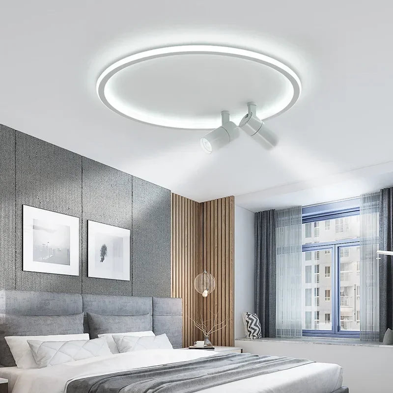 plafonnier moderne à leds avec projecteur lustre luminaire - vue 7 sur 12