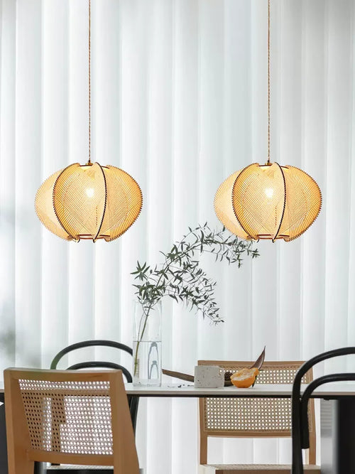 lustre moderne en corde de chanvre japonais pour décoration intérieure - vue 4 sur 9