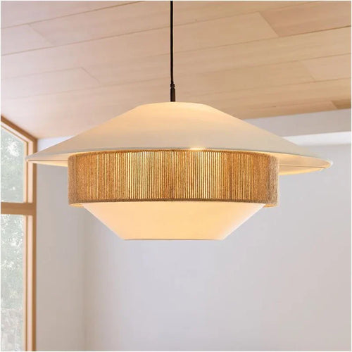 suspension wabi-sabi vintage tissée à la main en chanvre