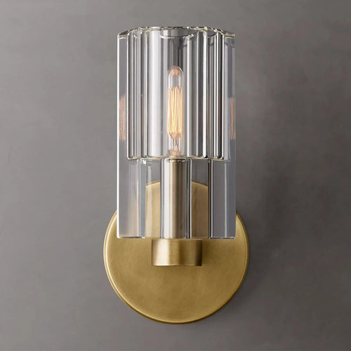 Modern brass LED wall lamp, indoor transparent crystal lamp, household decoration, bedside living room - vue 4 sur 6