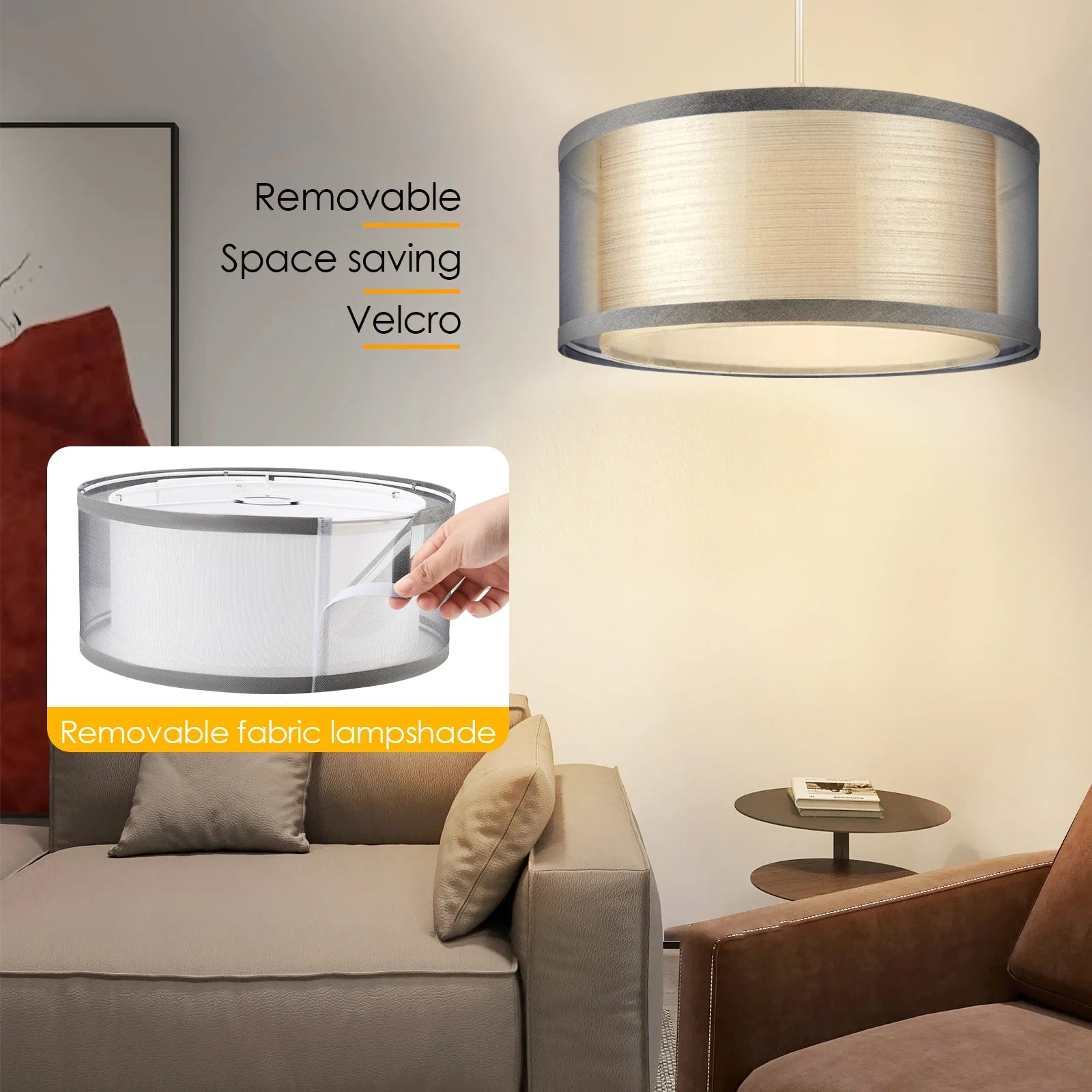 Améliorez votre décoration d'intérieur avec un abat-jour gris moderne pour plafonniers – Parfait pour les salons - vue 7 sur 7
